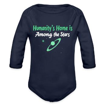Space Exploration Cosmic Discovery - Organic Long Sleeve Baby Bodysuit - dark navy - Front