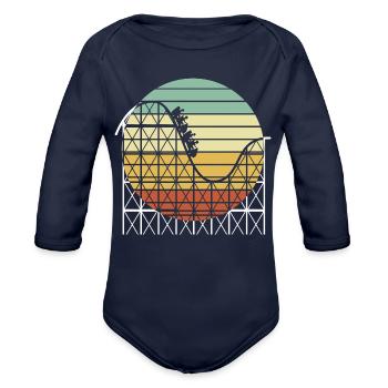 Roller Coaster - Organic Long Sleeve Baby Bodysuit - dark navy - Front