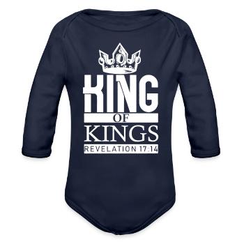 King of Kings - Organic Long Sleeve Baby Bodysuit - dark navy - Front