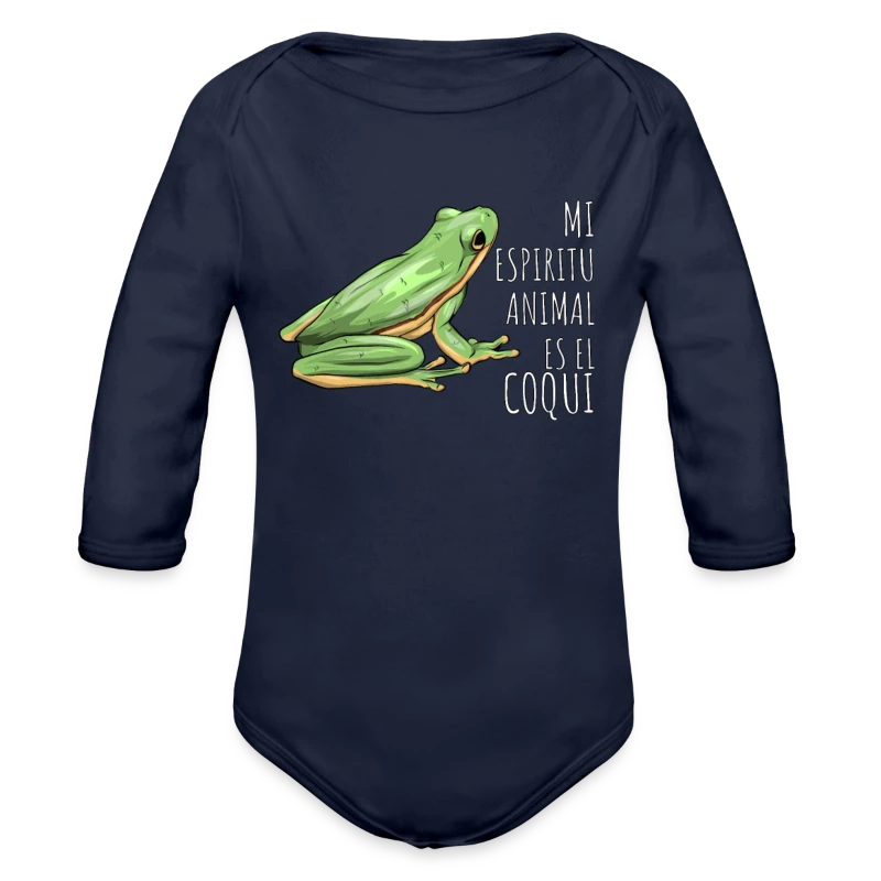 Mi Espiritu Animal es el Coqui Boricua Puerto Rico - Organic Long Sleeve Baby Bodysuit