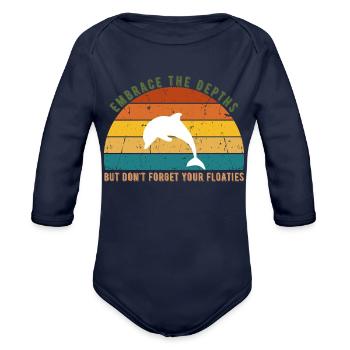 Sunset Serenity: Embrace the Depths - Organic Long Sleeve Baby Bodysuit - dark navy - Front