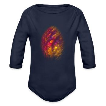 Dragon egg fractal art - Organic Long Sleeve Baby Bodysuit - dark navy - Front