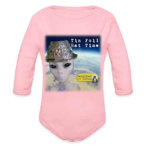 Tin Foil Hat Time (Earth) - Organic Long Sleeve Baby Bodysuit