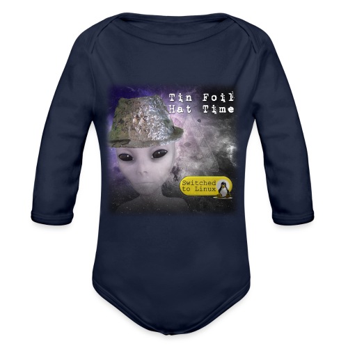 Tin Foil Hat Time (Space) - Organic Long Sleeve Baby Bodysuit