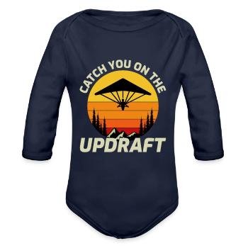 Hang Gliding Air Sports Adventure Soaring Pilot - Organic Long Sleeve Baby Bodysuit - dark navy - Front