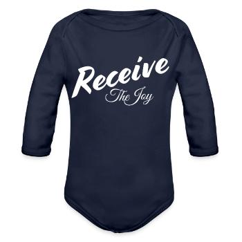 Receive The Joy - Organic Long Sleeve Baby Bodysuit - dark navy - Front