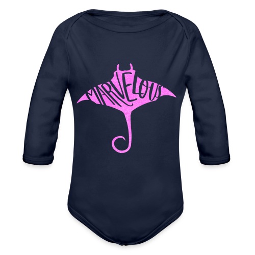 Marvelous Stingray, Pink - Organic Long Sleeve Baby Bodysuit