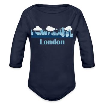 London - Organic Long Sleeve Baby Bodysuit - dark navy - Front