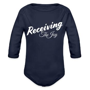 Receiving The Joy - Organic Long Sleeve Baby Bodysuit - dark navy - Front