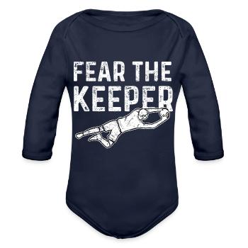 Soccer Player Goalkeeper Goalie - Organic Long Sleeve Baby Bodysuit - dark navy - Front