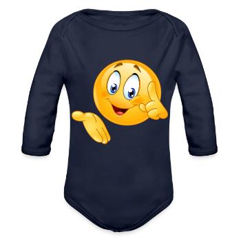 Pointing And Presenting - Organic Long Sleeve Baby Bodysuit - dark navy - Front