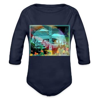 Sports car images - Organic Long Sleeve Baby Bodysuit - dark navy - Front