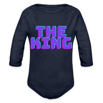 the king - Organic Long Sleeve Baby Bodysuit - dark navy - Front