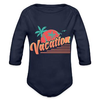 Vacation trending - Organic Long Sleeve Baby Bodysuit - dark navy - Front