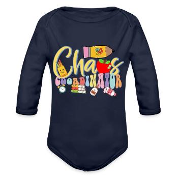 Chaos coordinator - Organic Long Sleeve Baby Bodysuit - dark navy - Front