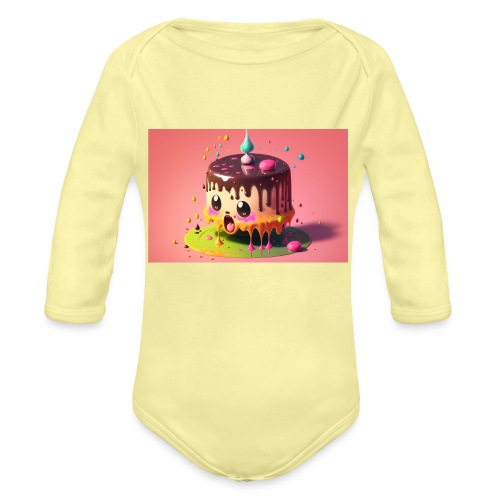 Cake Caricature - January 1st Psychedelic Desserts - Organic Long Sleeve Baby Bodysuit