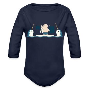 Laundry Day trending - Organic Long Sleeve Baby Bodysuit - dark navy - Front