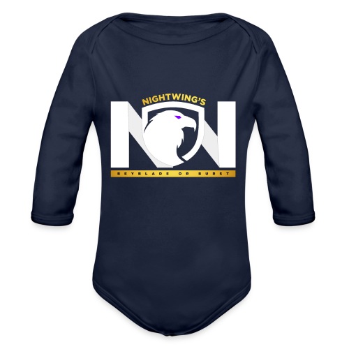 Nightwing All White Logo - Organic Long Sleeve Baby Bodysuit