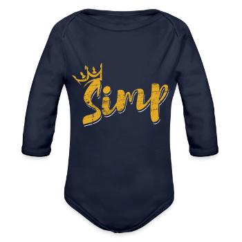 King - Organic Long Sleeve Baby Bodysuit - dark navy - Front