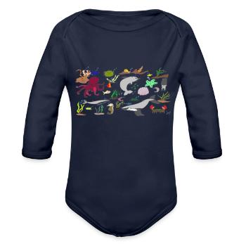 I must go down to the seas - Organic Long Sleeve Baby Bodysuit - dark navy - Front