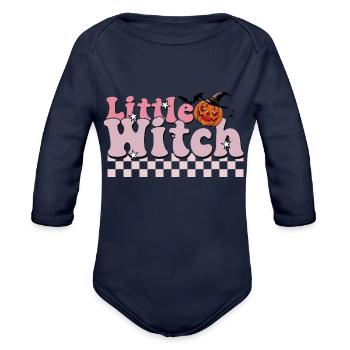 Little witch - Organic Long Sleeve Baby Bodysuit - dark navy - Front