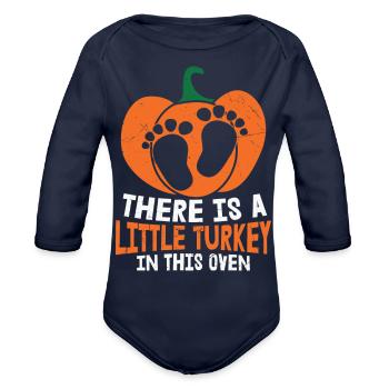 Little Turkey - Organic Long Sleeve Baby Bodysuit - dark navy - Front