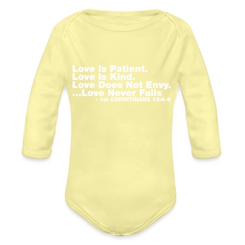 Love Bible Verse - Organic Long Sleeve Baby Bodysuit