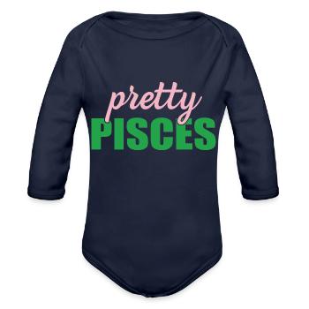 Pretty Pisces - Organic Long Sleeve Baby Bodysuit - dark navy - Front