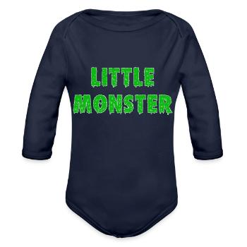 Little Monster - Organic Long Sleeve Baby Bodysuit - dark navy - Front