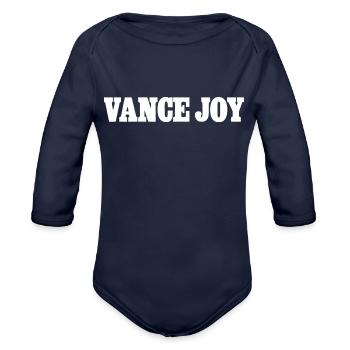vance joy - Organic Long Sleeve Baby Bodysuit - dark navy - Front