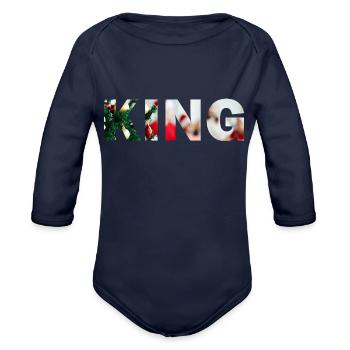 KING - Organic Long Sleeve Baby Bodysuit - dark navy - Front