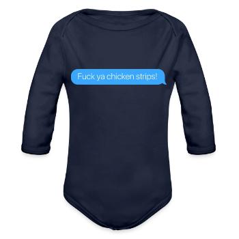 Chicken Strips tumblr - Organic Long Sleeve Baby Bodysuit - dark navy - Front