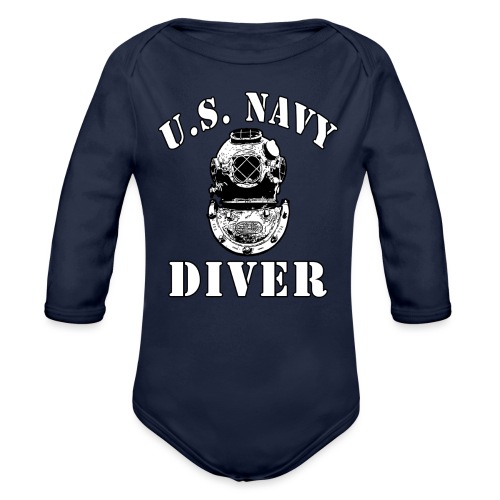 US Navy Diver MK V BW - Organic Long Sleeve Baby Bodysuit