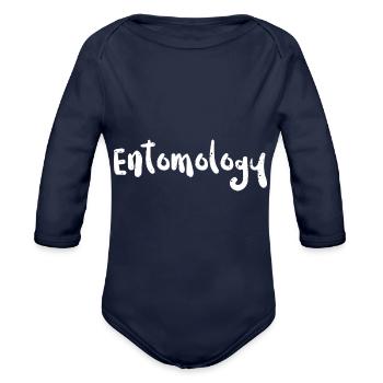 Entomology - Insect - Organic Long Sleeve Baby Bodysuit - dark navy - Front
