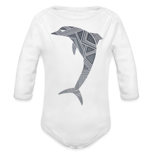 dolphin art deco - Organic Long Sleeve Baby Bodysuit