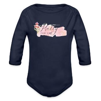 Pretty for u - Organic Long Sleeve Baby Bodysuit - dark navy - Front