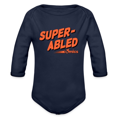 Super-Abled Comics orange + black - Organic Long Sleeve Baby Bodysuit
