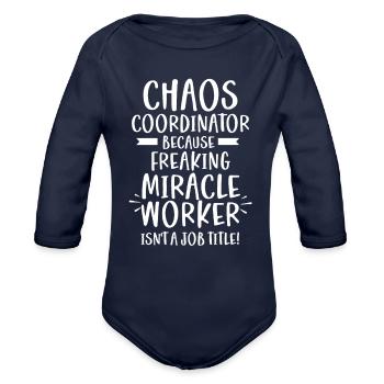 Chaos Coordinator - Organic Long Sleeve Baby Bodysuit - dark navy - Front