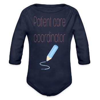 Patient care coordinator - Organic Long Sleeve Baby Bodysuit - dark navy - Front