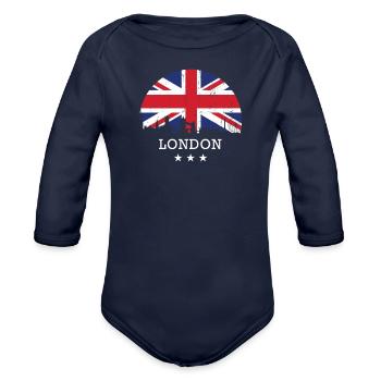 London - Organic Long Sleeve Baby Bodysuit - dark navy - Front