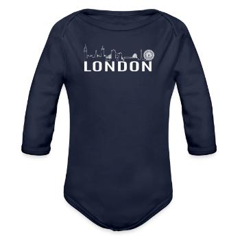 London - Organic Long Sleeve Baby Bodysuit - dark navy - Front