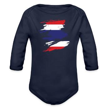 Thailand Gift - Organic Long Sleeve Baby Bodysuit - dark navy - Front