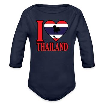 Thailand - Organic Long Sleeve Baby Bodysuit - dark navy - Front