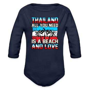 Thailand - Organic Long Sleeve Baby Bodysuit - dark navy - Front
