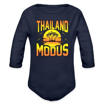 Thailand - Organic Long Sleeve Baby Bodysuit - dark navy - Front