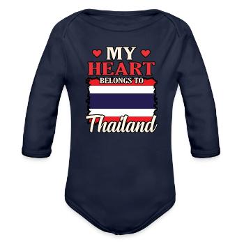 Thailand - Organic Long Sleeve Baby Bodysuit - dark navy - Front