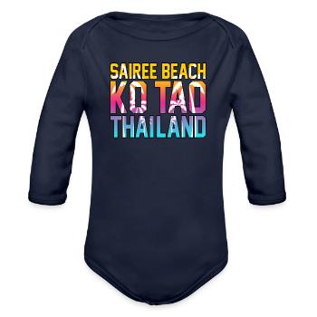 Thailand - Organic Long Sleeve Baby Bodysuit - dark navy - Front