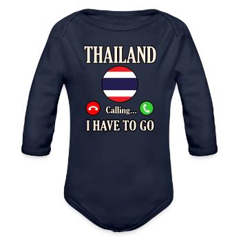 Thailand - Organic Long Sleeve Baby Bodysuit - dark navy - Front