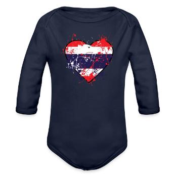 Thailand - Organic Long Sleeve Baby Bodysuit - dark navy - Front