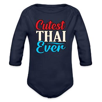 Thailand - Organic Long Sleeve Baby Bodysuit - dark navy - Front
